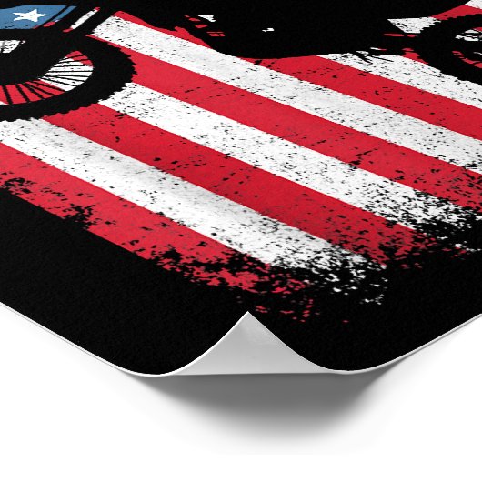 ダートバイクアメリカンフラッグモトクロスバイクもしくは自転車に乗る人メンボーイズV ポスター (角)