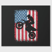 ダートバイクアメリカンフラッグモトクロスバイクもしくは自転車に乗る人メンボーイズV ラッピングペーパー (フラット)