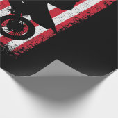 ダートバイクアメリカンフラッグモトクロスバイクもしくは自転車に乗る人メンボーイズV ラッピングペーパー (角)