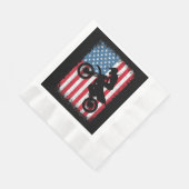 ダートバイクアメリカンフラッグモトクロスバイクもしくは自転車に乗る人メンボーイズV 縁ありランチョンナプキン (角)