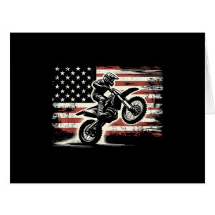 ダートバイクアメリカンフラッグモトクロスバイクもしくは自転車に乗る人ヴィンテージUS