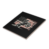 ダートバイクアメリカンフラッグモトクロスバイクもしくは自転車に乗る人ヴィンテージUS タイル (側面)