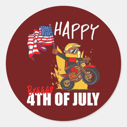 ダートバイクアメリカ国旗7月4日USAモトクロス ラウンドシール (正面)