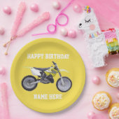 ダートバイクイェルロー誕生日スポーツ紙プレート ペーパープレート (パーティー)