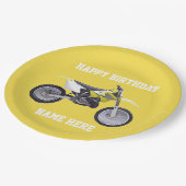 ダートバイクイェルロー誕生日スポーツ紙プレート ペーパープレート (アングル)