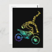 ダートバイクカラフルライダースカルモトクロス ポストカード (正面/裏面)