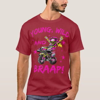 ダートバイクガールのための若いワイルドとブラップ Tシャツ