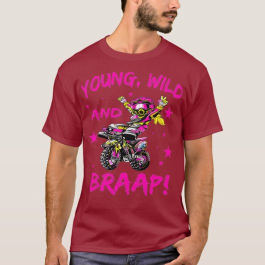 ダートバイクガールのための若いワイルドとブラップ Tシャツ (正面)