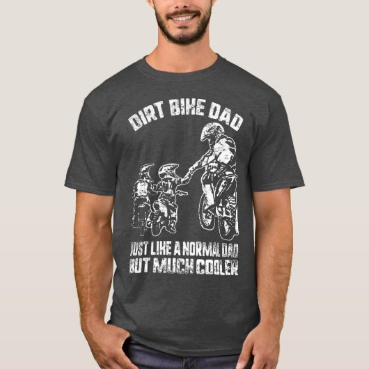 ダートバイククールパパモトクロスエンデューロバイクもしくは自転車に乗る人 Tシャツ (正面)