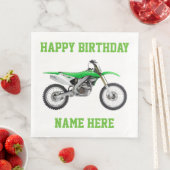 ダートバイクグリーン誕生日スポーツナプキンス (インサイチュ)