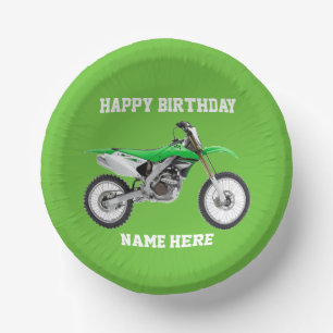 ダートバイクグリーン誕生日スポーツモーカッコいいターバイ ペーパーボウル
