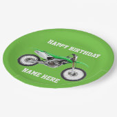 ダートバイクグリーン誕生日スポーツ紙プレート ペーパープレート (アングル)