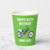 ダートバイクグリーン誕生日モータースポーツレース 紙コップ (裏面)
