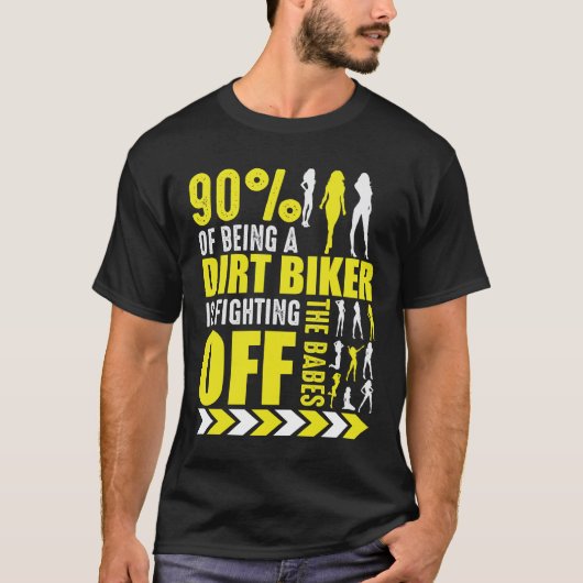 ダートバイクジョークモトクロおもしろいスバイクもしくは自転車に乗る人ポーザ Tシャツ (正面)