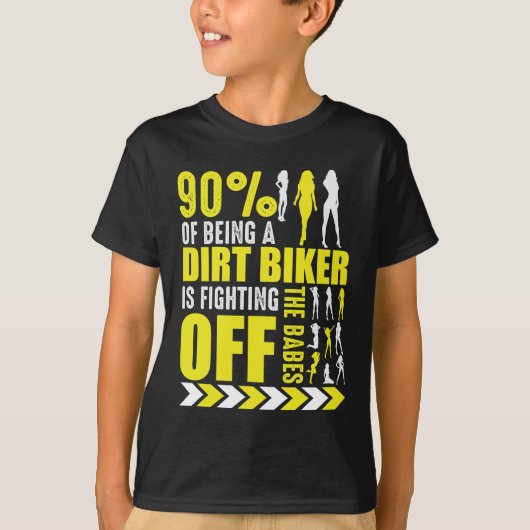 ダートバイクジョークモトクロおもしろいスバイクもしくは自転車に乗る人ポーザ Tシャツ (正面)