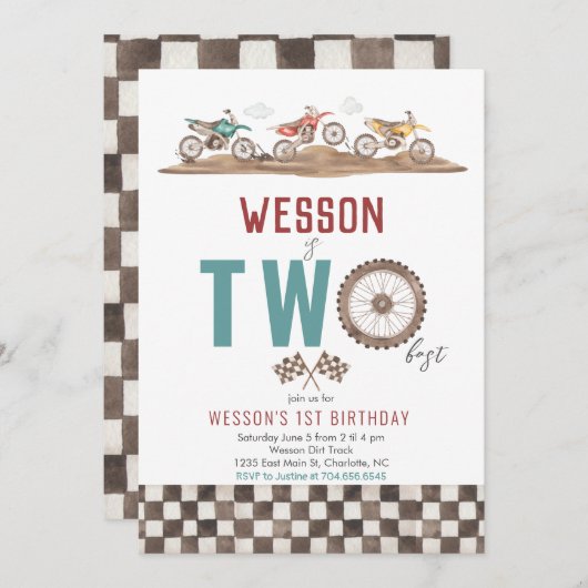 ダートバイクセカンド招待状、バイク招待状 招待状 (正面/裏面)