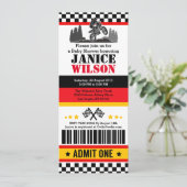 ダートバイクチケットパスベビーシャワーパーティの招待状 招待状 (スタンド正面)