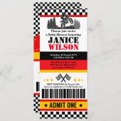 ダートバイクチケットパスベビーシャワーパーティの招待状 招待状 (正面/裏面)