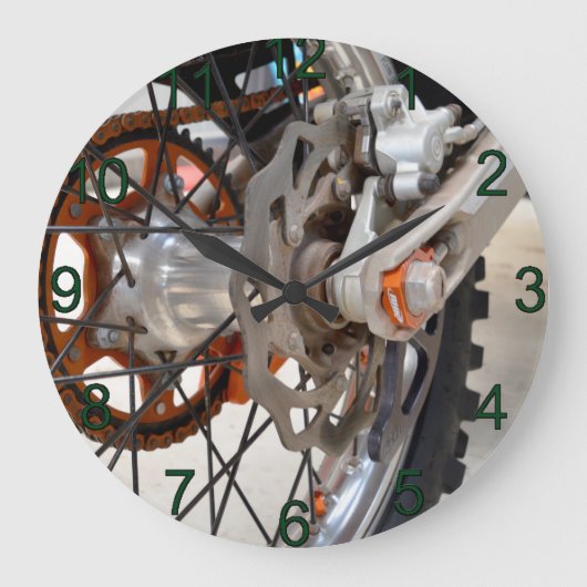ダートバイクバイクのホイールコーグ、Lge Wallclock ラージ壁時計 (正面)