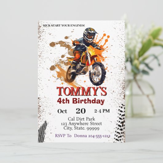 ダートバイクバースデーパーティー 招待状 (スタンド正面)