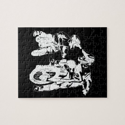 ダートバイクパパモトクロスバイクバイクもしくは自転車に乗る人ファザー ジグソーパズル (横)