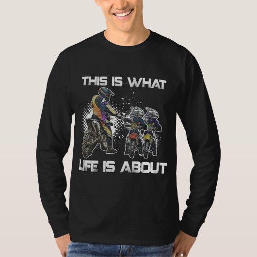ダートバイクパパモトクロスバイクバイクもしくは自転車に乗る人ファーザーアン Tシャツ (正面)