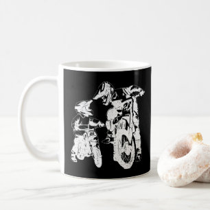 ダートバイクパパモトクロスバイクバイクもしくは自転車に乗る人父 コーヒーマグカップ