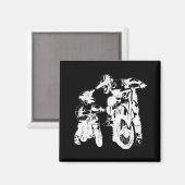 ダートバイクパパモトクロスバイクバイクもしくは自転車に乗る人父 マグネット (正面/裏面)