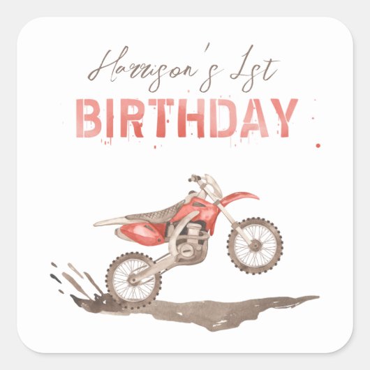 ダートバイクパーティーシールラベル |レーシングステッカーラベル スクエアシール (正面)
