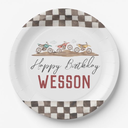 ダートバイクパーティープレート、バイクプレート ペーパープレート (正面)