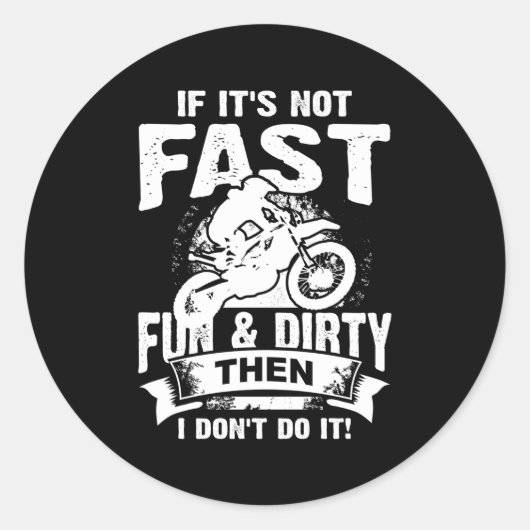 ダートバイクファーストおもしろいダーティモトクロスバックプリント ラウンドシール (正面)