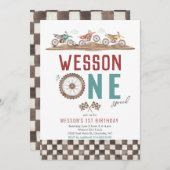 ダートバイクファースト誕生日招待状 招待状 (正面/裏面)