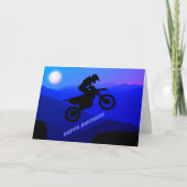 ダートバイクフルムーンナイトライドモトクロス誕生日 カード (正面)