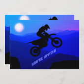 ダートバイクフルムーンナイトライドモトクロス誕生日 招待状 (正面/裏面)