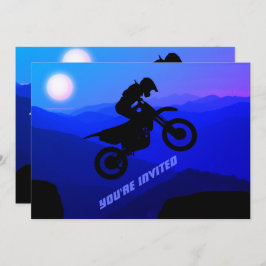 ダートバイクフルムーンナイトライドモトクロス誕生日 招待状