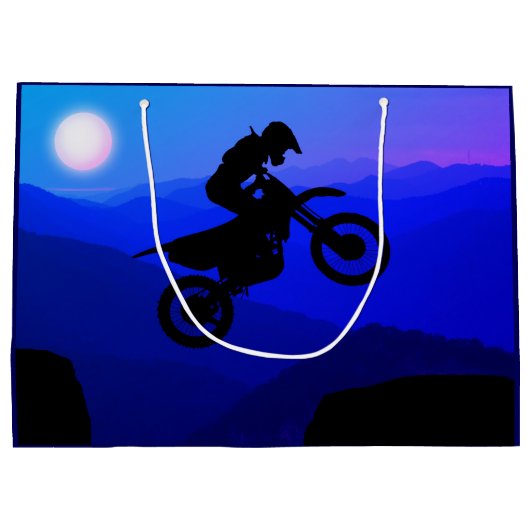 ダートバイクフルムーンナイトライドモトクロス ラージペーパーバッグ (裏面)