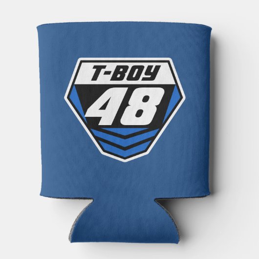 ダートバイクフロント番号プレート：青 – 明るい番号 缶クーラー (裏面)