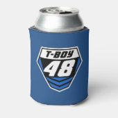 ダートバイクフロント番号プレート：青 – 明るい番号 缶クーラー (缶裏面)