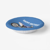 ダートバイクブルー誕生日スポーツバイクパーティーキッズ ペーパーボウル (傾斜あり)