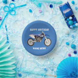 ダートバイクブルー誕生日スポーツバイクパーティーキッズ ペーパーボウル