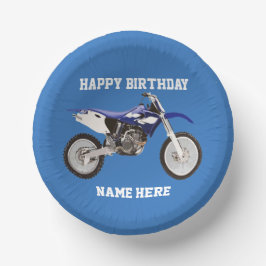 ダートバイクブルー誕生日スポーツバイクパーティーキッズ ペーパーボウル