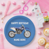 ダートバイクブルー誕生日スポーツ紙プレート ペーパープレート (パーティー)