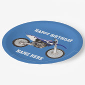 ダートバイクブルー誕生日スポーツ紙プレート ペーパープレート (アングル)