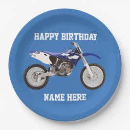 ダートバイクブルー誕生日スポーツ紙プレート ペーパープレート