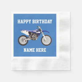 ダートバイクブルー誕生日スポーツ紙プレート 縁ありカクテルナプキン