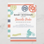 ダートバイクベビーシャワー招待状 招待状 (正面/裏面)