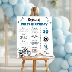 ダートバイクボーイの誕生日パーティーマイルストーンサイン ポスター