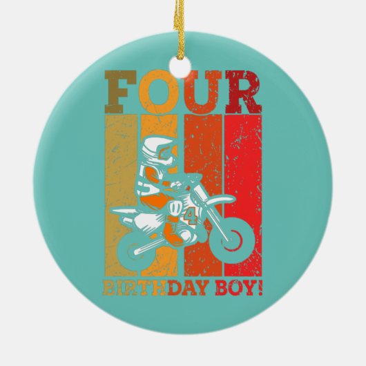 ダートバイクボーイズ4th誕生日4 4ダートバイク セラミックオーナメント (裏面)