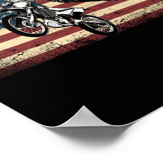 ダートバイクモトクロスアメリカ国旗ダートバイク ポスター (角)