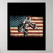 ダートバイクモトクロスアメリカ国旗ダートバイク ポスター (正面)